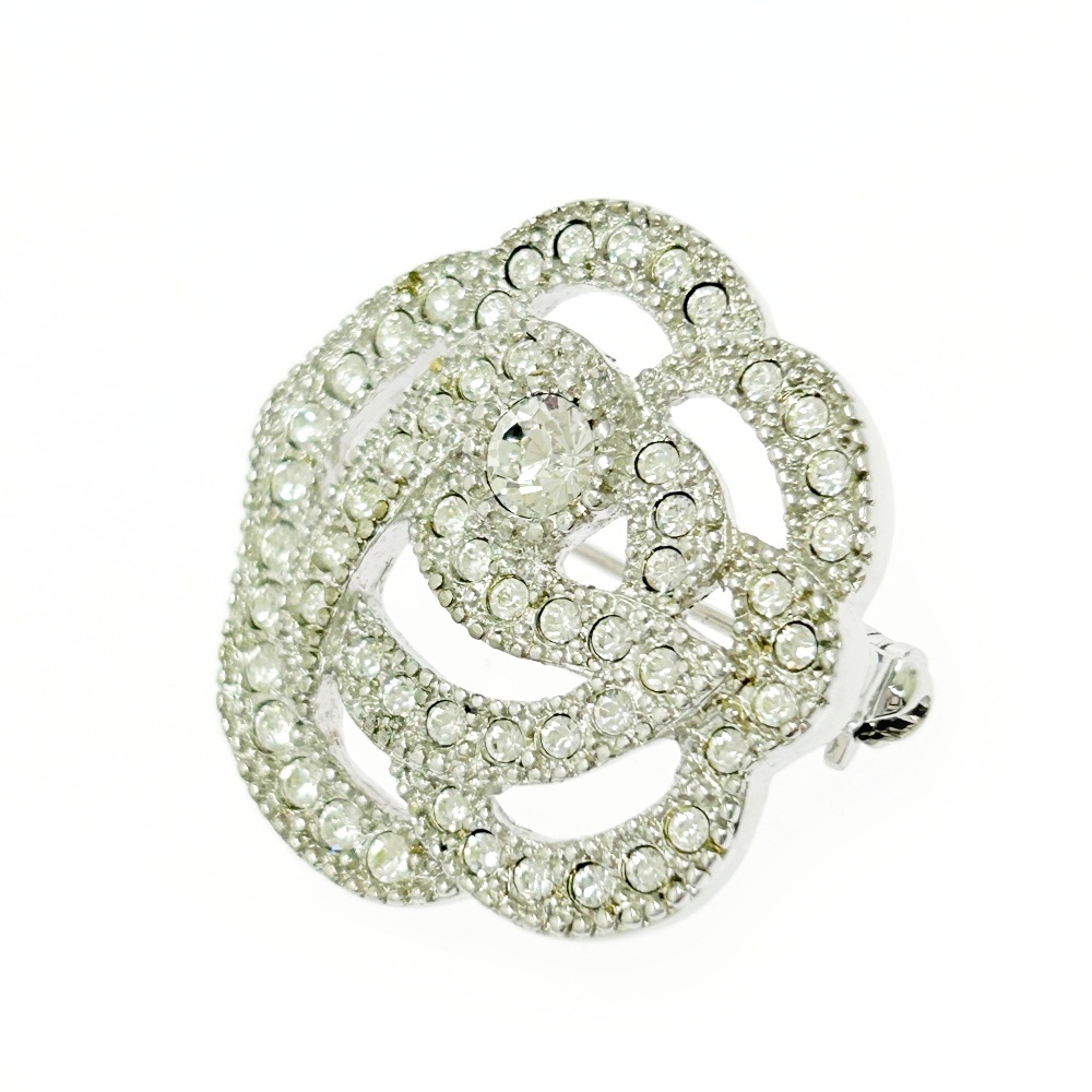 Christian Dior Christian Dior metal стразы цветочный узор брошь серебряный 501631 брошь 