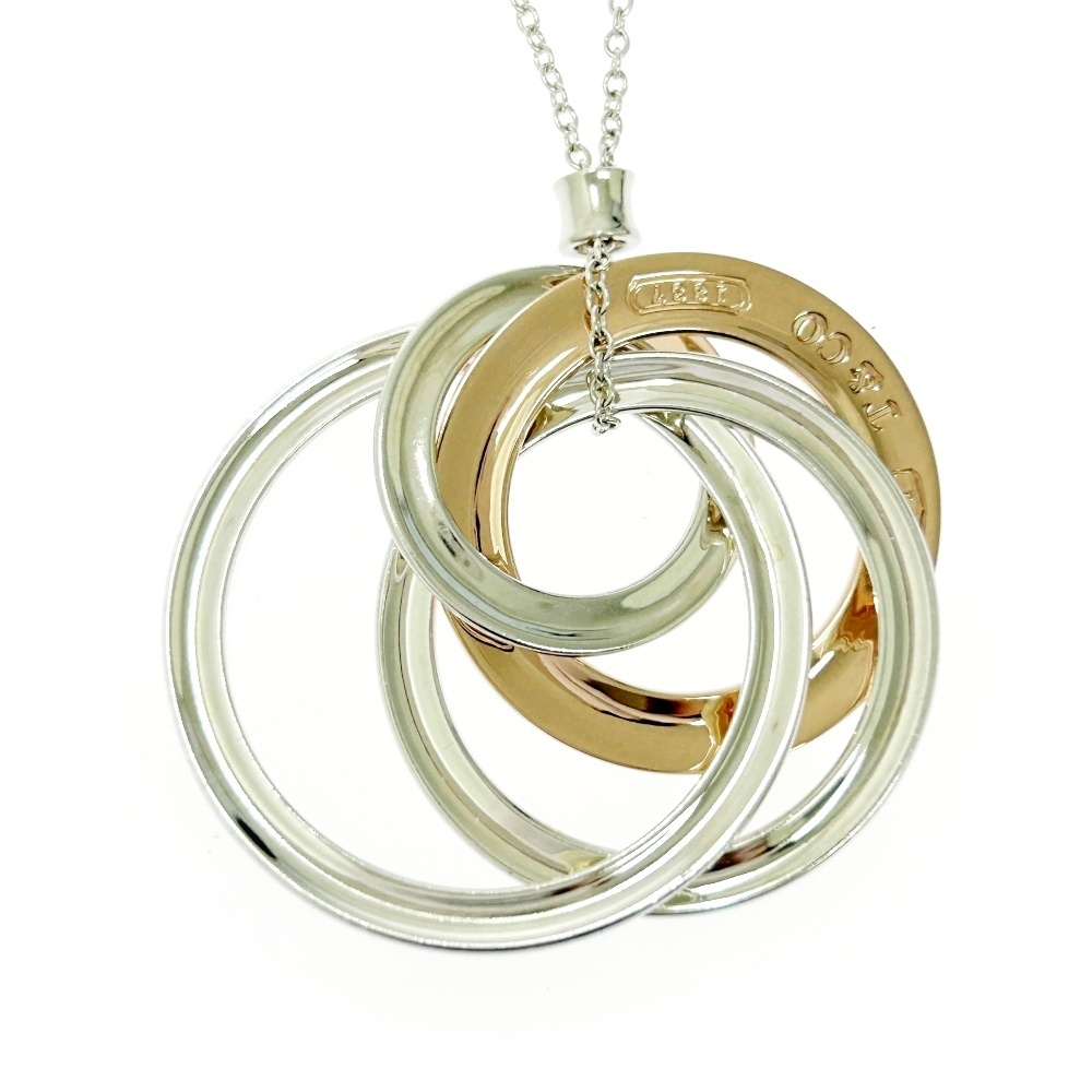 TIFFANY&Co. ティファニー シルバー 1837 インターロッキング サークル 4連 ネックレス 13.1g 925/METAL刻印 496345 ネックレス_画像5