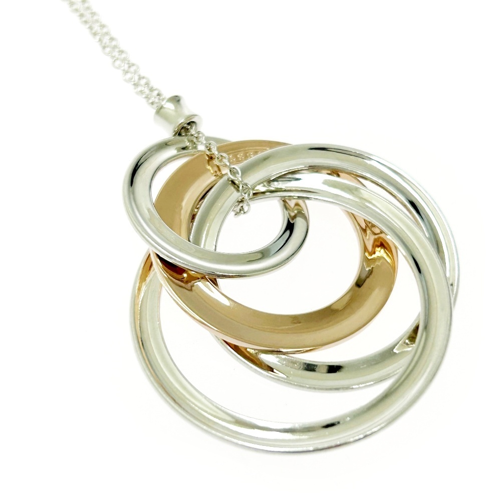 TIFFANY&Co. ティファニー シルバー 1837 インターロッキング サークル 4連 ネックレス 13.1g 925/METAL刻印 496345 ネックレス_画像6