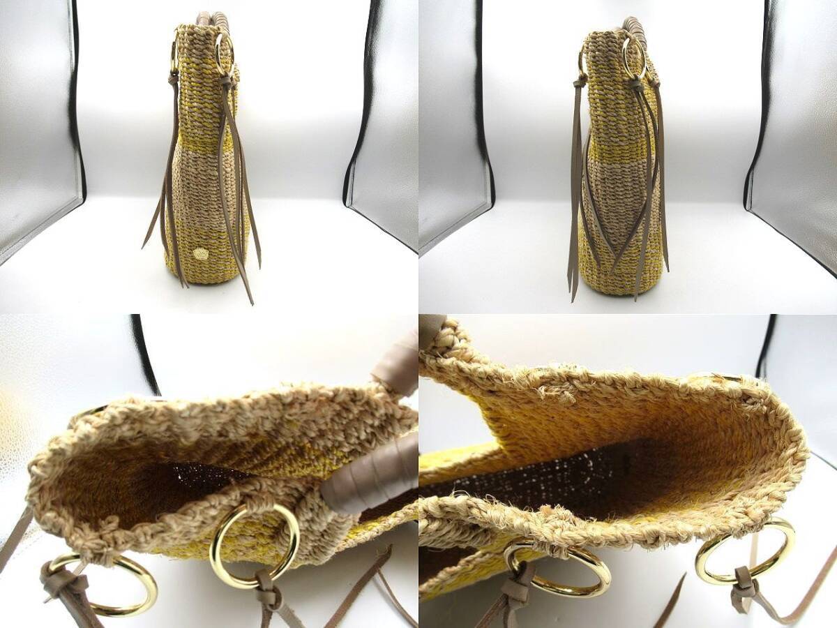 ★▲中古品 ヴィオラドーロ かごバッグ VIOLAd’ORO バッグインバッグ トートバッグ ハンドバッグ ゴールド金具 篭 編み込み▲★_画像3