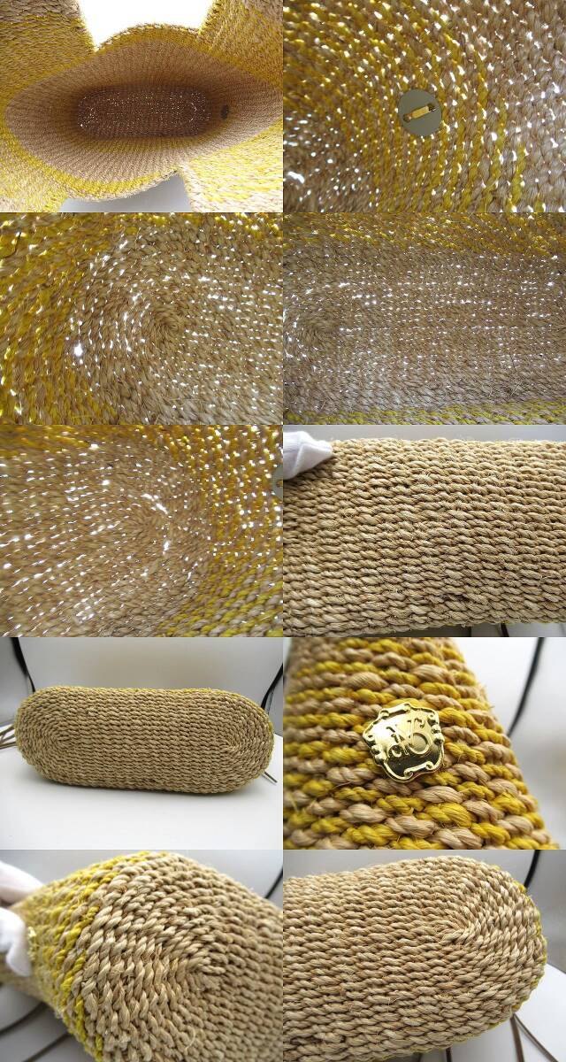 ★▲中古品 ヴィオラドーロ かごバッグ VIOLAd’ORO バッグインバッグ トートバッグ ハンドバッグ ゴールド金具 篭 編み込み▲★_画像9