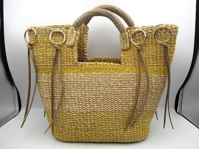 ★▲中古品 ヴィオラドーロ かごバッグ VIOLAd’ORO バッグインバッグ トートバッグ ハンドバッグ ゴールド金具 篭 編み込み▲★_画像1