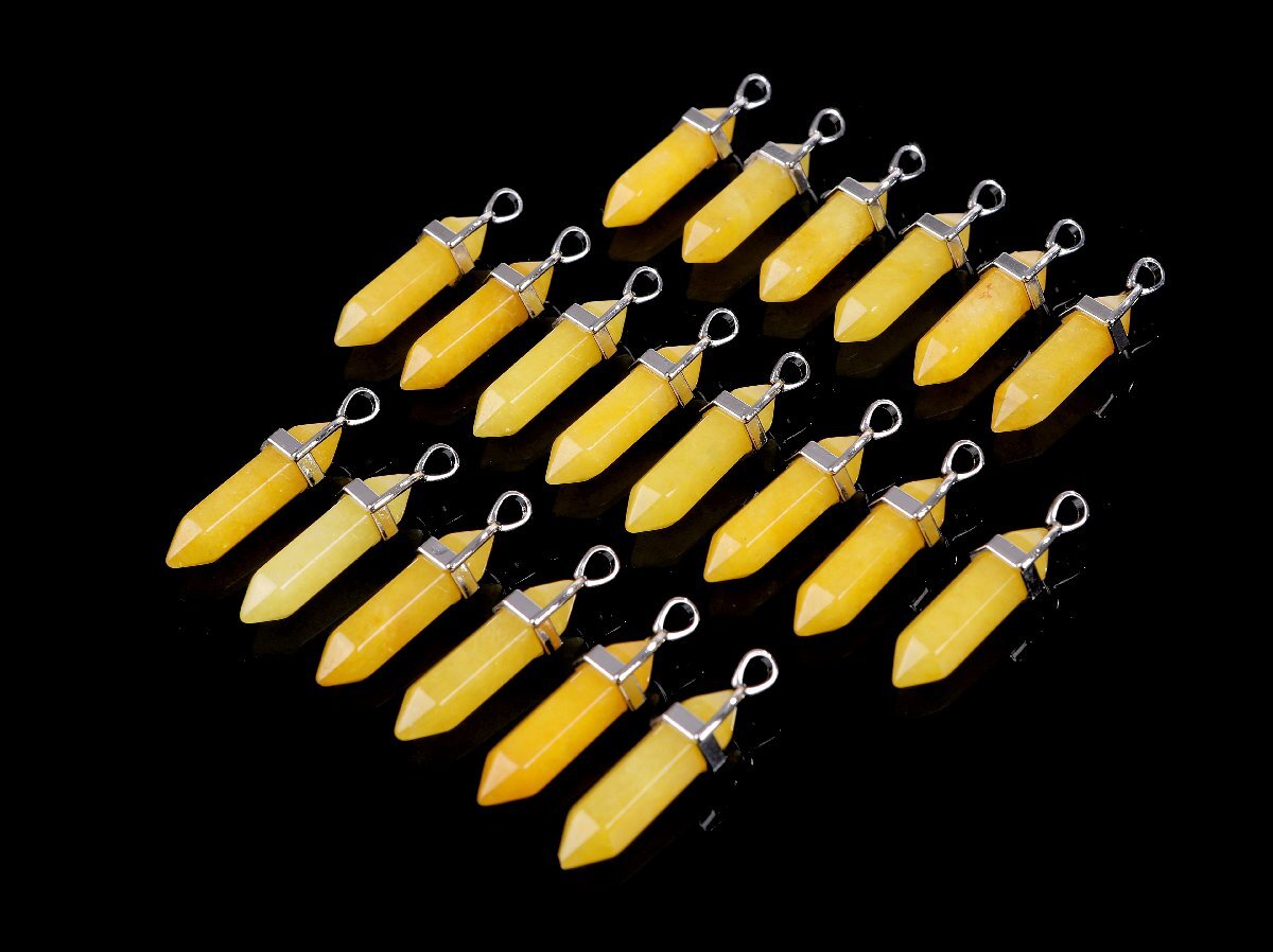 ゆうパケ発送★おまとめて大量 天然石 トパーズ 六角柱ペンダントトップ 20点セット チャーム まとめ売り アクセサリーパーツ MSY-Nh14_画像1