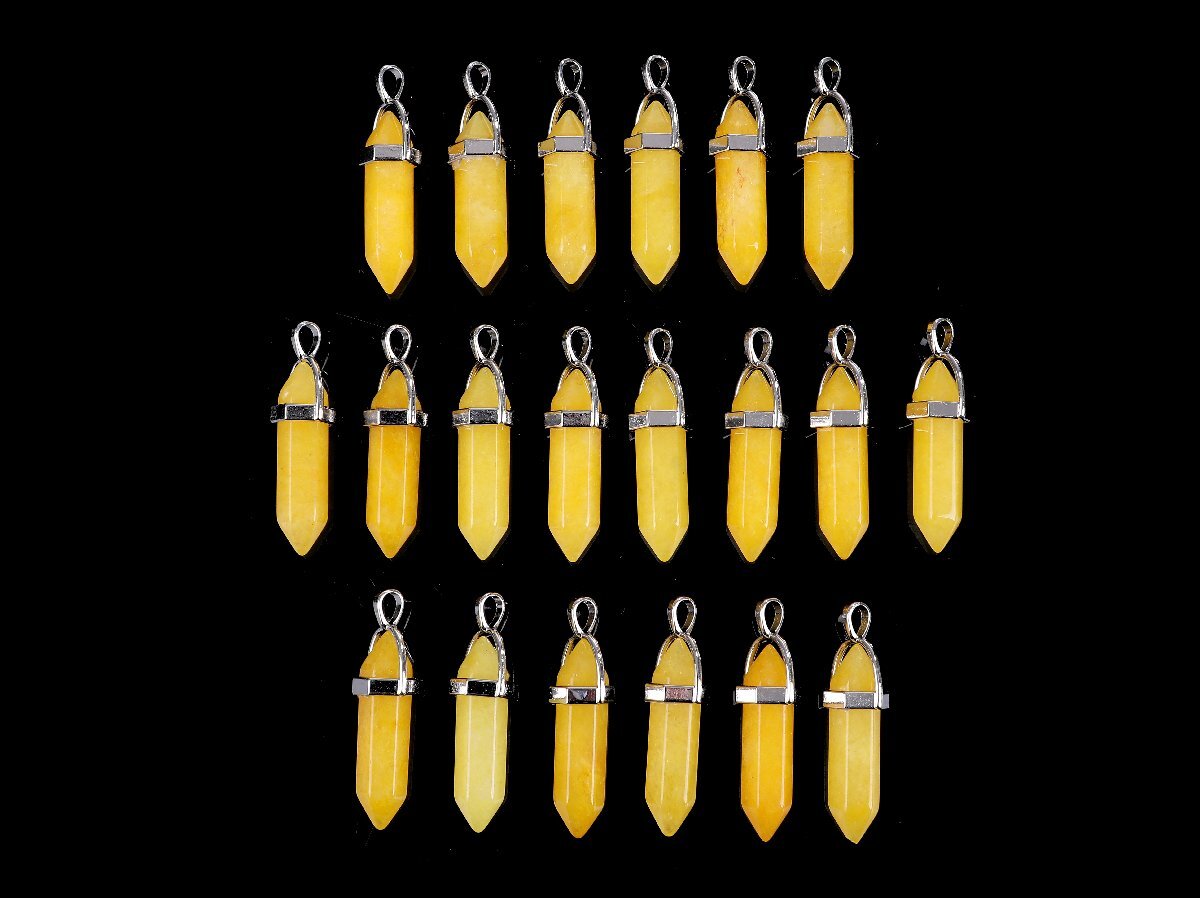 ゆうパケ発送★おまとめて大量 天然石 トパーズ 六角柱ペンダントトップ 20点セット チャーム まとめ売り アクセサリーパーツ MSY-Nh14_画像2