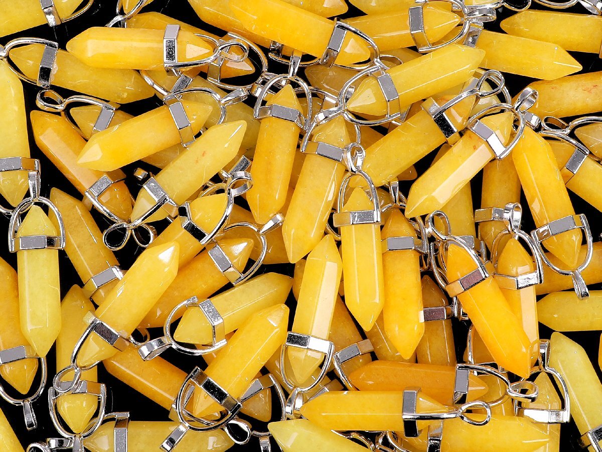 ゆうパケ発送★おまとめて大量 天然石 トパーズ 六角柱ペンダントトップ 20点セット チャーム まとめ売り アクセサリーパーツ MSY-Nh14_画像3