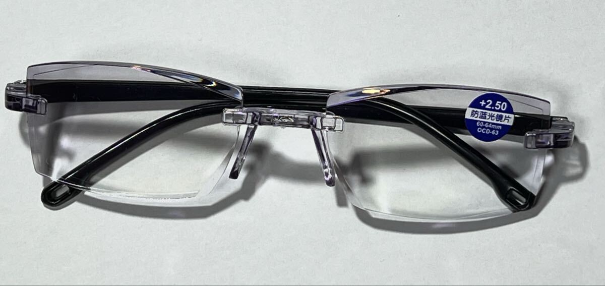 【チタンフレーム × サファイアレンズ】ブルーライトカット老眼鏡(度数+2.5)_画像1