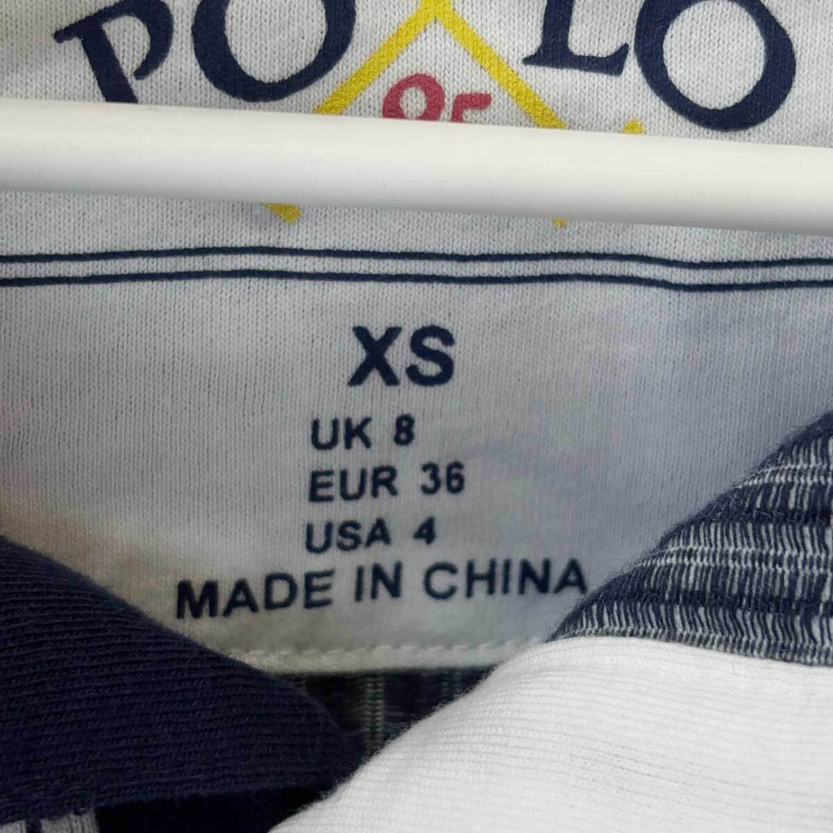 【中古・未使用品】HORSEWARE Tilly Jersey Polo 半袖ポロシャツ XS ホワイト/ネイビー レディース 乗馬 馬術_画像4