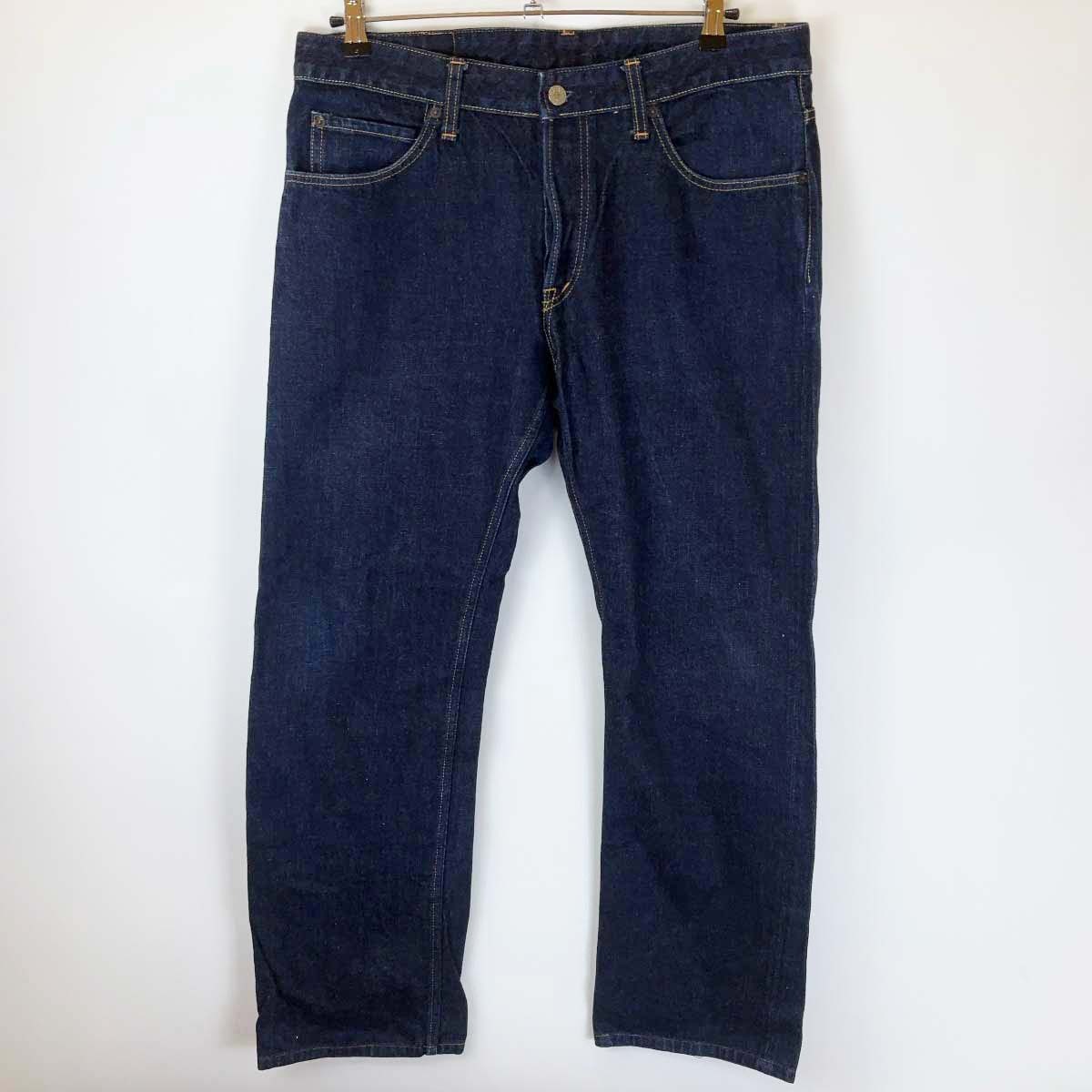 【中古】HRM ハリウッドランチマーケット デニム パンツ ボトムス ジーパン ジーンズ ストレート 34 濃紺 メンズ_画像1