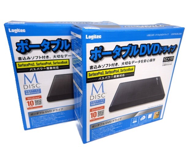 ☆美品！同型2個セット！Logitec 外付けDVDドライブ！LDR-PMJ8U2LBK (#Y-1062)「60サイズ」☆_画像1