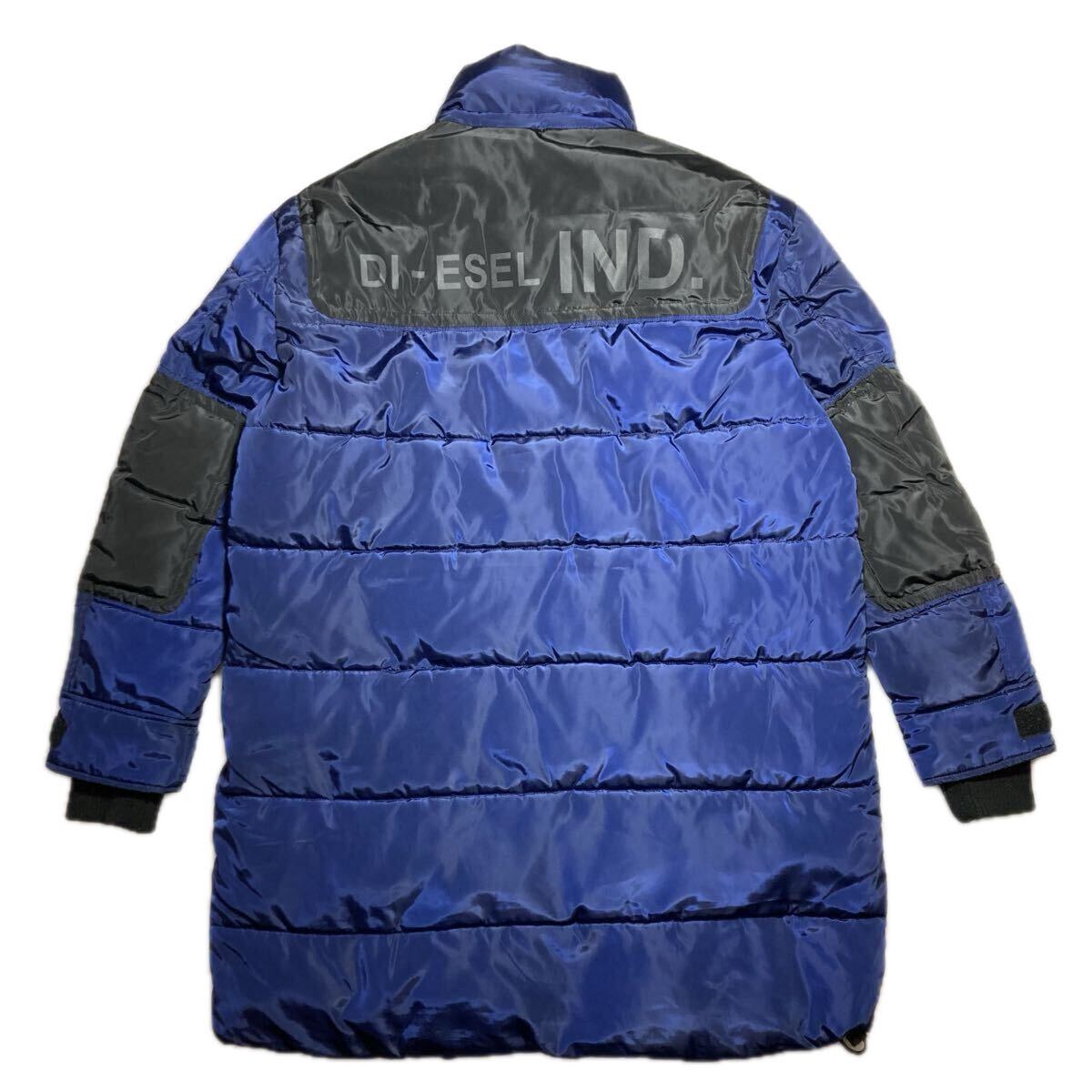 64-1 DIESEL 中綿コート Lサイズ W-RUSSELL-LONG-PAD ディーゼル ネイビーブルー ブラック 切替_画像2