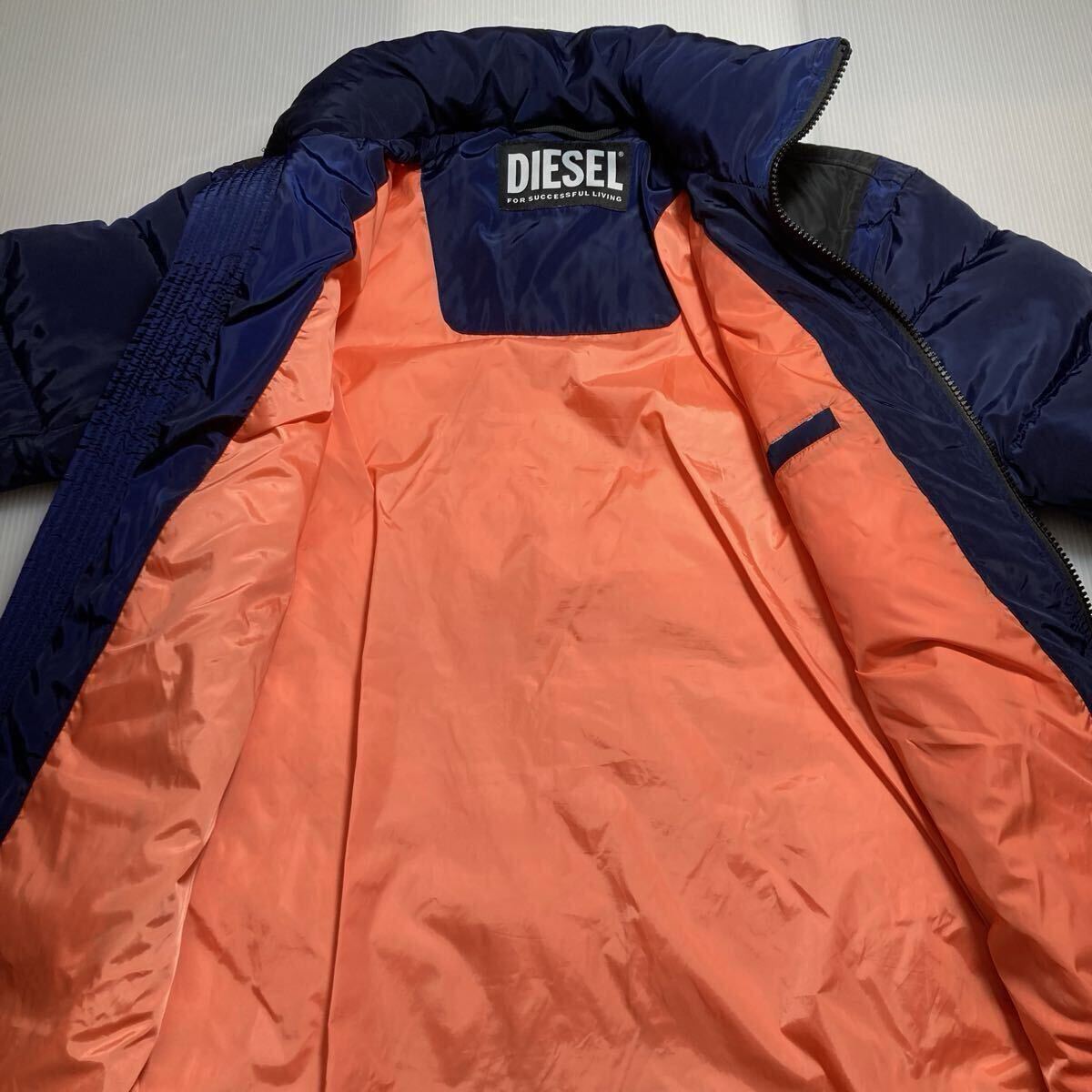 64-1 DIESEL 中綿コート Lサイズ W-RUSSELL-LONG-PAD ディーゼル ネイビーブルー ブラック 切替_画像3