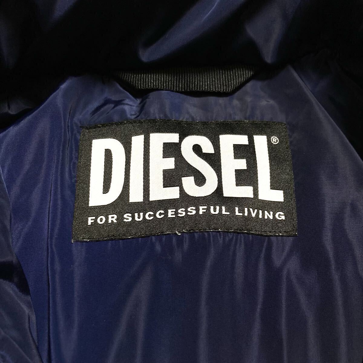 64-1 DIESEL 中綿コート Lサイズ W-RUSSELL-LONG-PAD ディーゼル ネイビーブルー ブラック 切替_画像4