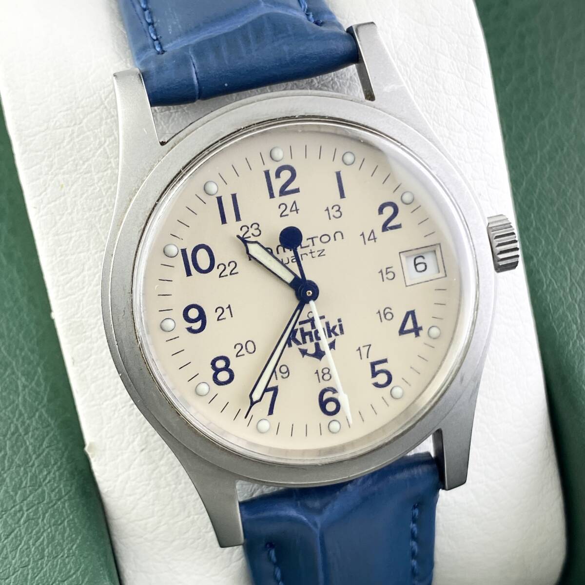 【1円〜】HAMILTON ハミルトン 腕時計 メンズ KHAKI カーキ 9797 アイボリー文字盤 ラウンドフェイス デイト 可動品_画像4