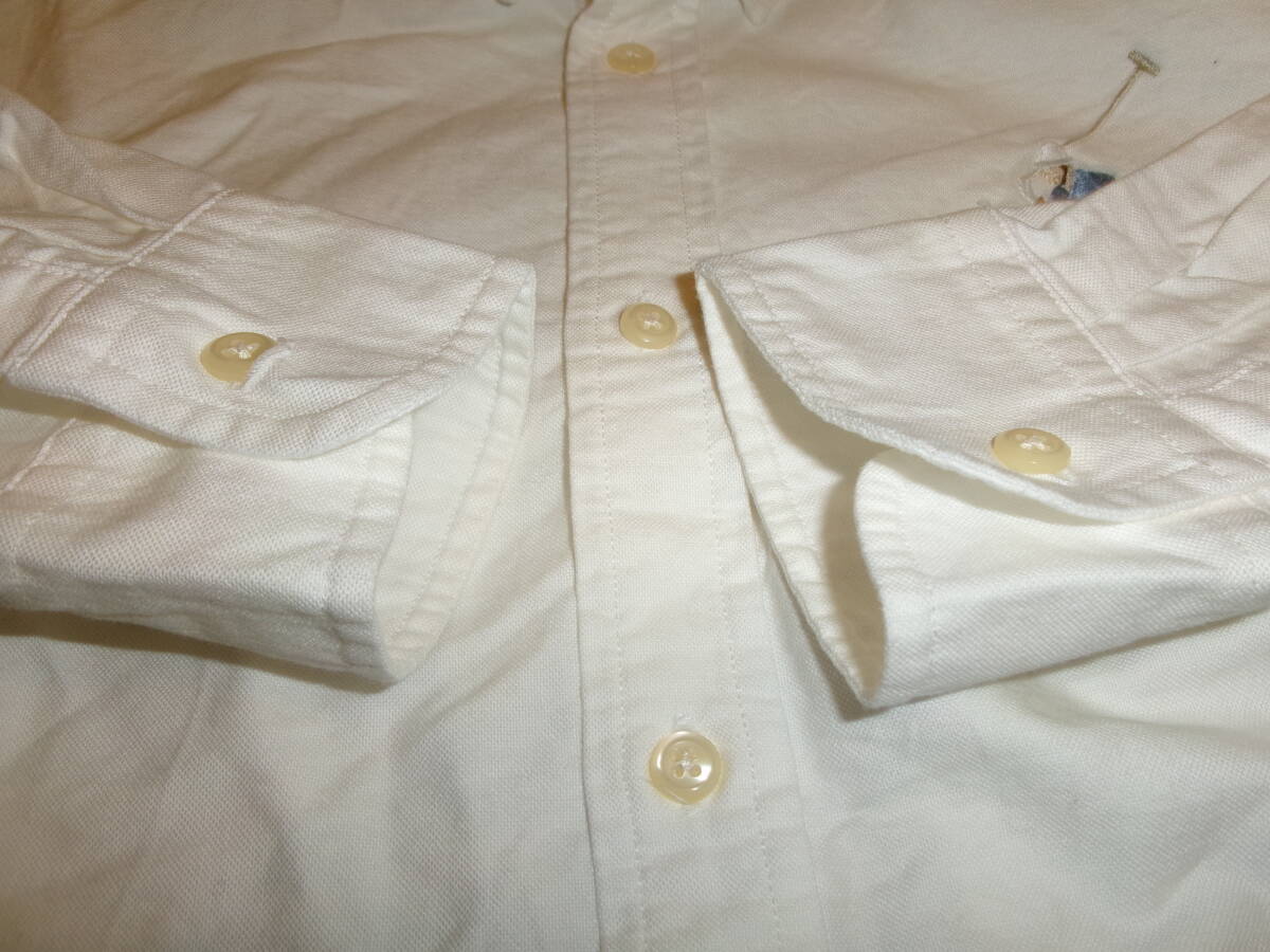 B21:Ralph Lauren (ラルフローレン) 子供用 長袖 ボタンダウンシャツ L(14-16) ホワイト 白 ビッグポロプレイヤー刺繍付き 綿100%:35_画像6