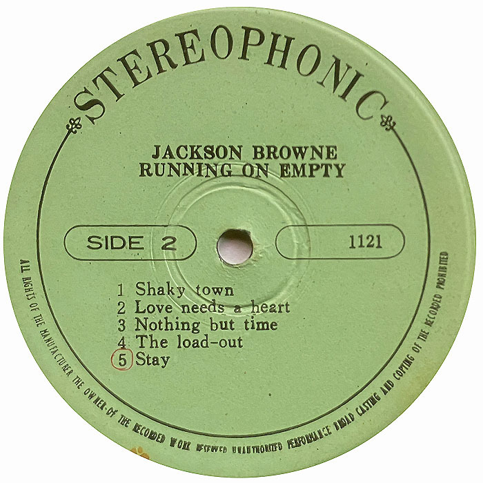 Ψ新世紀アンチック堂ΨウエストコーストSOUNDも台無し!? ジャクソン・ブラウン韓国LP盤『RUNNING ON EMPTY』(1977)★何でこんなジャケット_画像4