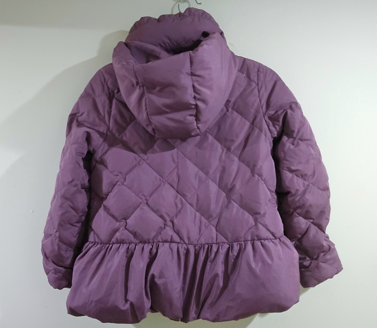 【BeBe ベベ 】キルティング ダウンコート 150cm パープル リボン付き_画像2