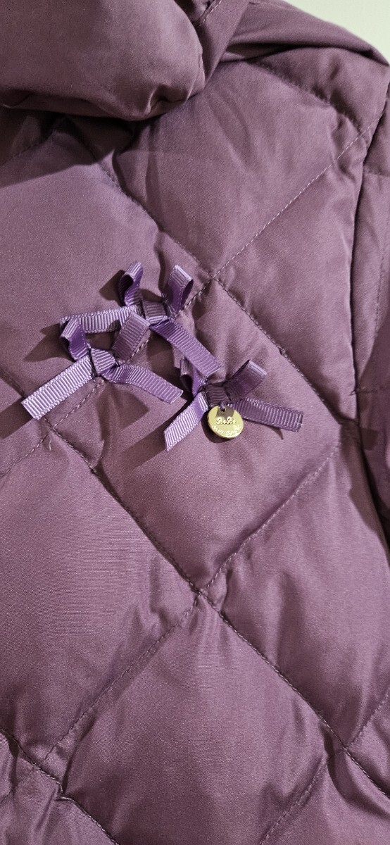 【BeBe ベベ 】キルティング ダウンコート 150cm パープル リボン付き_画像4