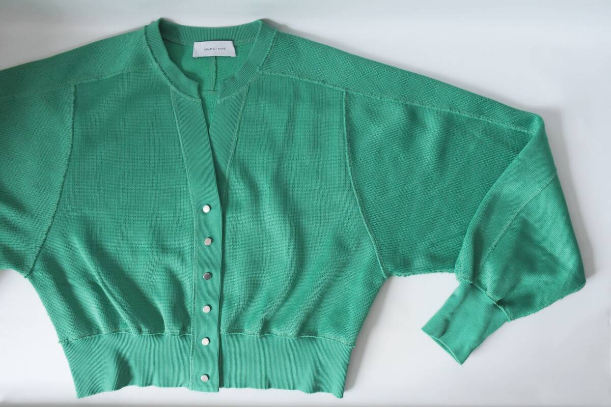 美品 ADAM ET ROPE:接結スナップカーディガン/サステナブル/手洗い可/アダムエロペ_画像4