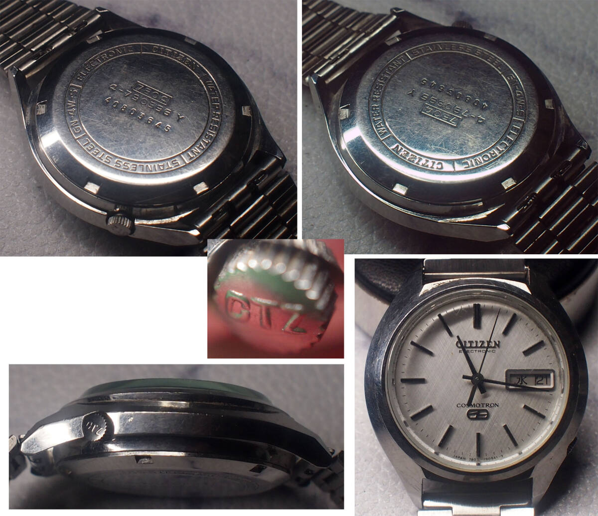 ¶ CITIZEN(シチズン) COSMOTRON (コスモトロン)7804 デイデイト 変わり文字板 電磁テンプ式 稼働品 金属ブレス ¶_画像3