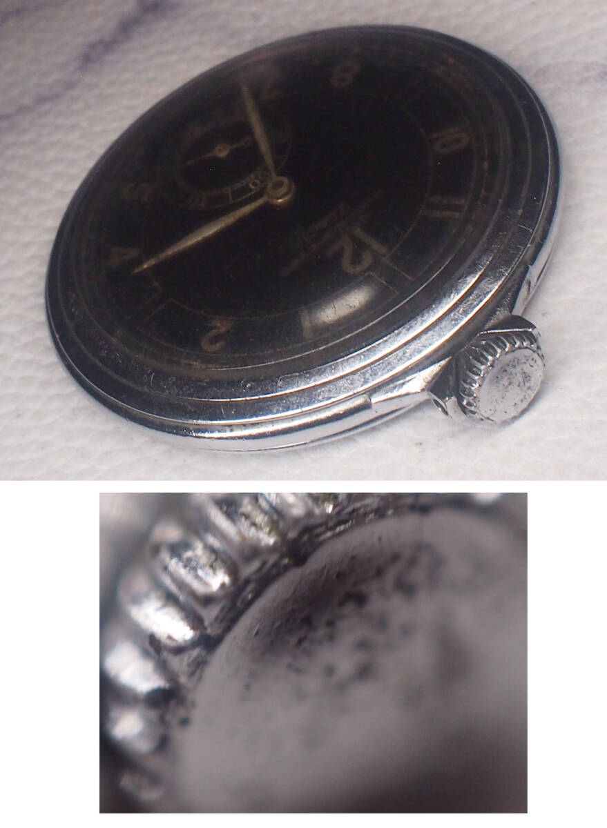 ¶ 希少！ブラック文字板　SEIKO（セイコー）クロノメーター・ゼルマ　80年程度前の時計　懐中時計　7石　 稼働品　変わり文字板　¶ _画像4