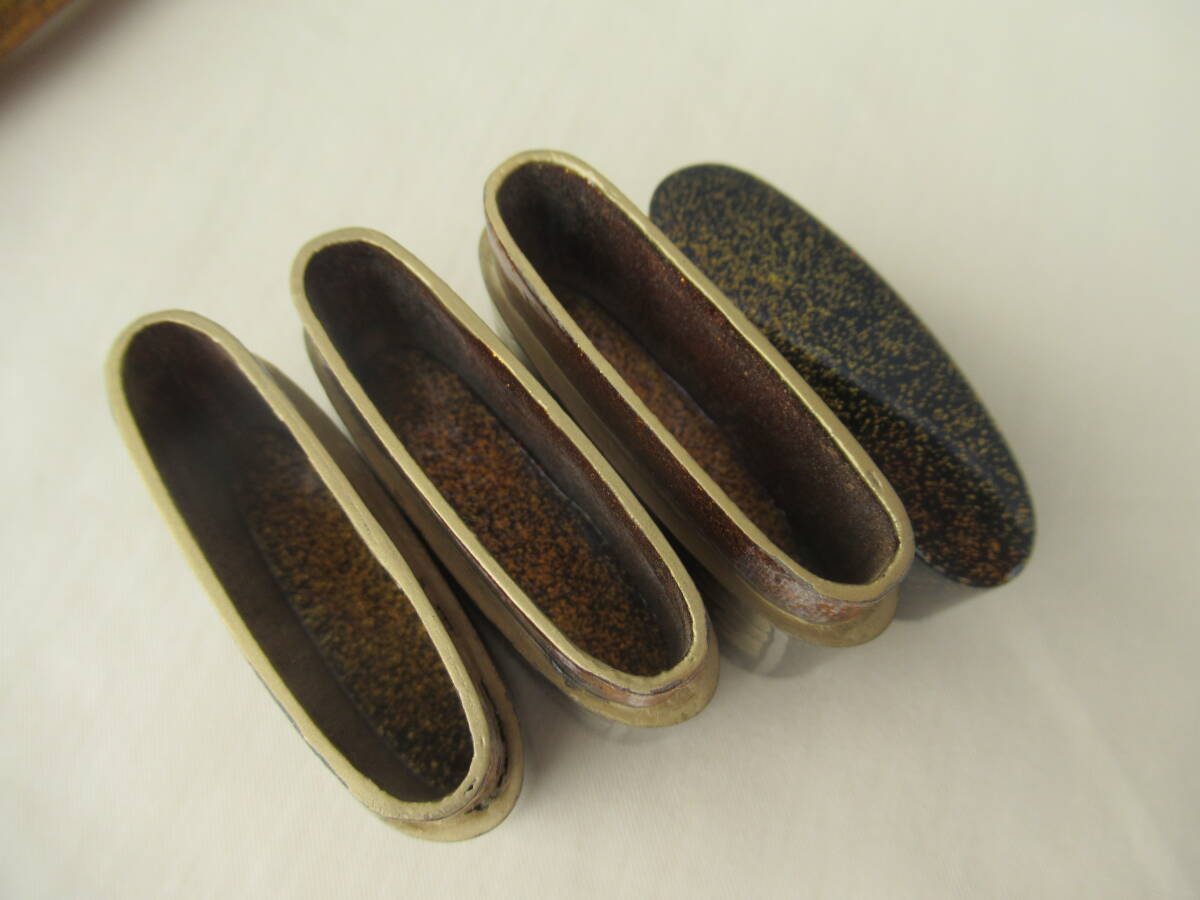 #.. металлический . netsuke золотой серебряный .. кейс для печати золотой лакировка груша земля ..# мушкет .-24