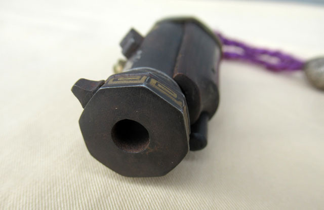 #.. металлический . netsuke золотой серебряный .. кейс для печати золотой лакировка груша земля ..# мушкет .-24