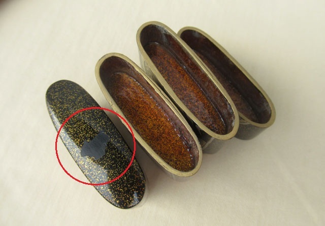 #.. металлический . netsuke золотой серебряный .. кейс для печати золотой лакировка груша земля ..# мушкет .-24