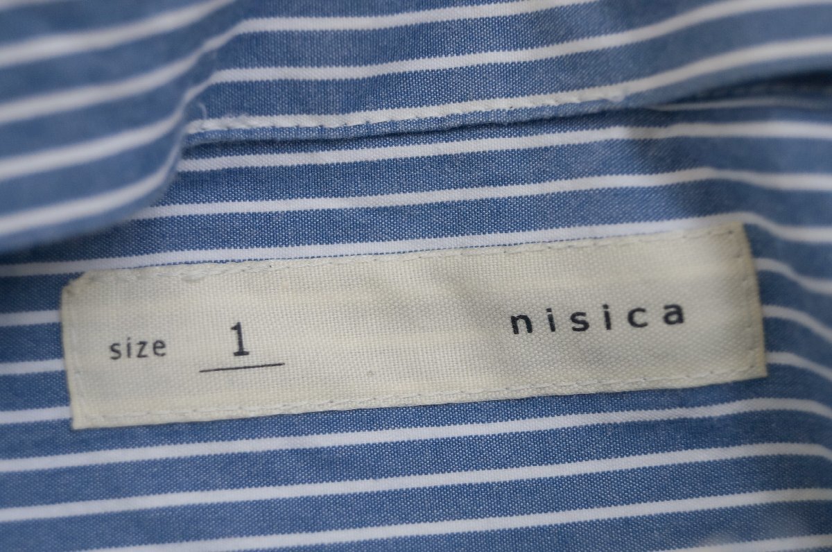 ★送料無料!! nisica (ニシカ) *ナチュラルコットン ボーダーシャツ チュニック/ ブルー /1* 古着のgplus広島 2511t3_画像7