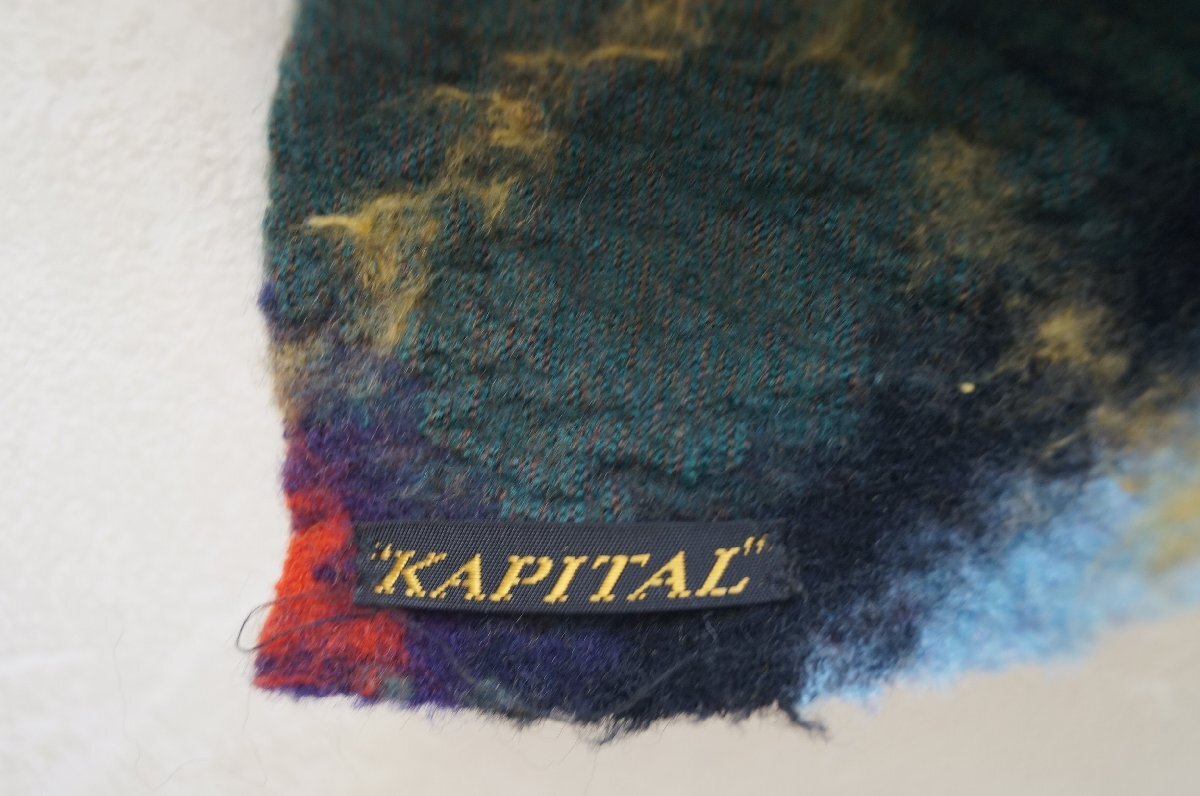 ★送料無料!KAPITAL / キャピタル*秋冬 チェック柄模様 縮絨ウール風 ストール マフラー*古着のgplus広島 2511t4_画像9