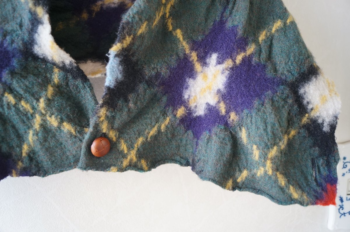 ★送料無料!KAPITAL / キャピタル*秋冬 チェック柄模様 縮絨ウール風 ストール マフラー*古着のgplus広島 2511t4_画像5