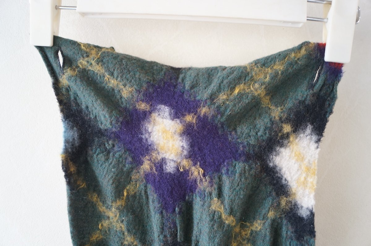 ★送料無料!KAPITAL / キャピタル*秋冬 チェック柄模様 縮絨ウール風 ストール マフラー*古着のgplus広島 2511t4_画像8