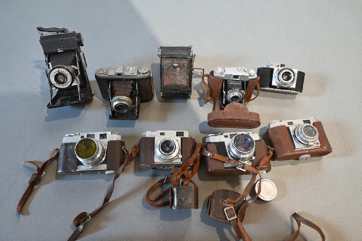 ○【まとめ売り】戦前~昭和中期 フォールディングカメラ/レンジファインダー 大量9台セット ジャンク品 古道具のgplus広島2511k_画像1