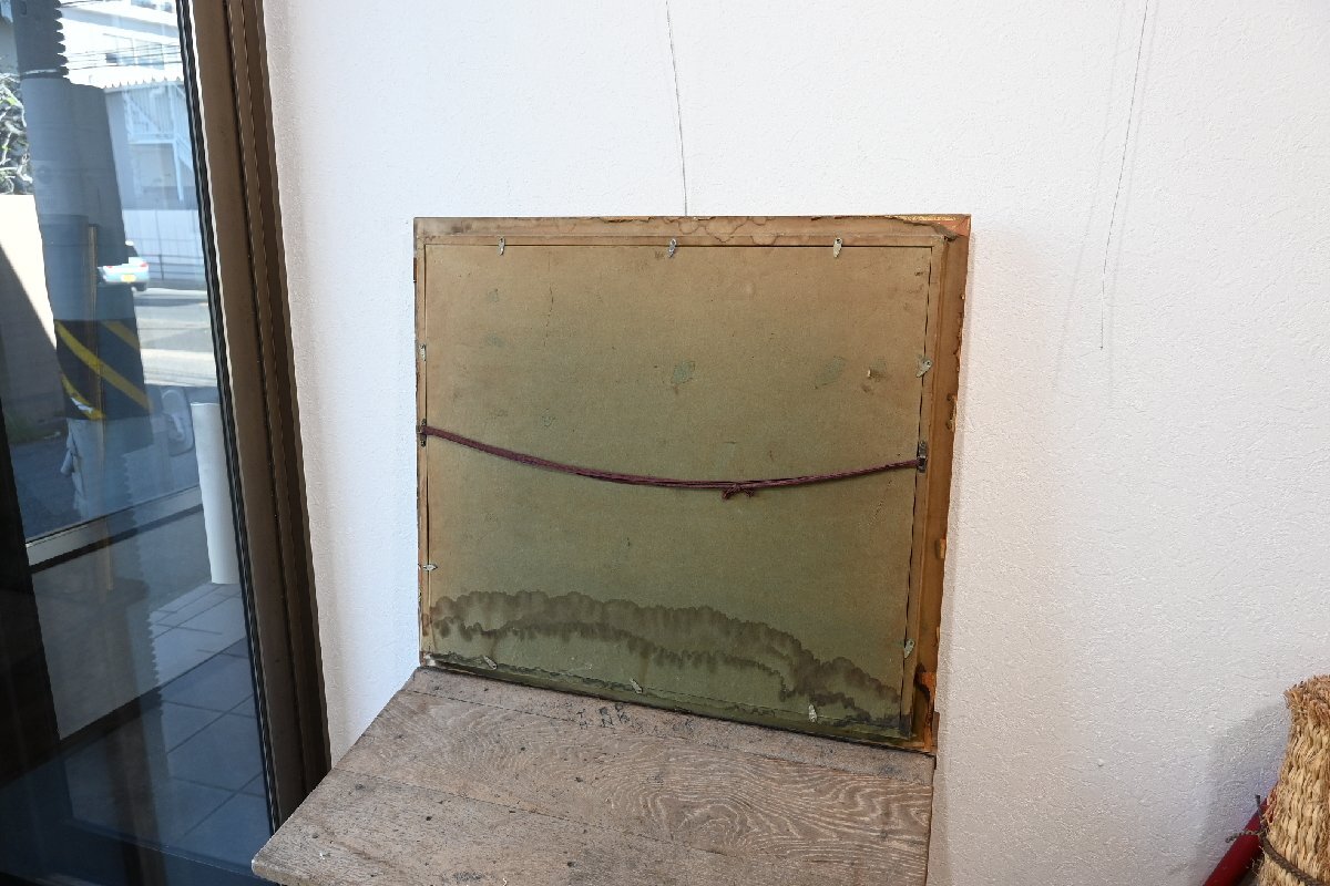 ○田中重利　油彩画作品　「静物」　F10号　豪華な金色の額　壺とフルーツの絵　和モダン　アート　古道具のgplus広島 2511i_画像5