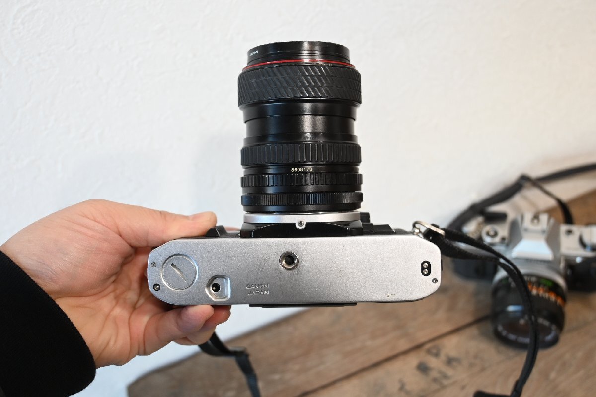 ○CANON/キヤノンAE-1 一眼レフカメラ 2台まとめて データバックA付 28mmf2.8 古道具のgplus広島 2511k_画像4