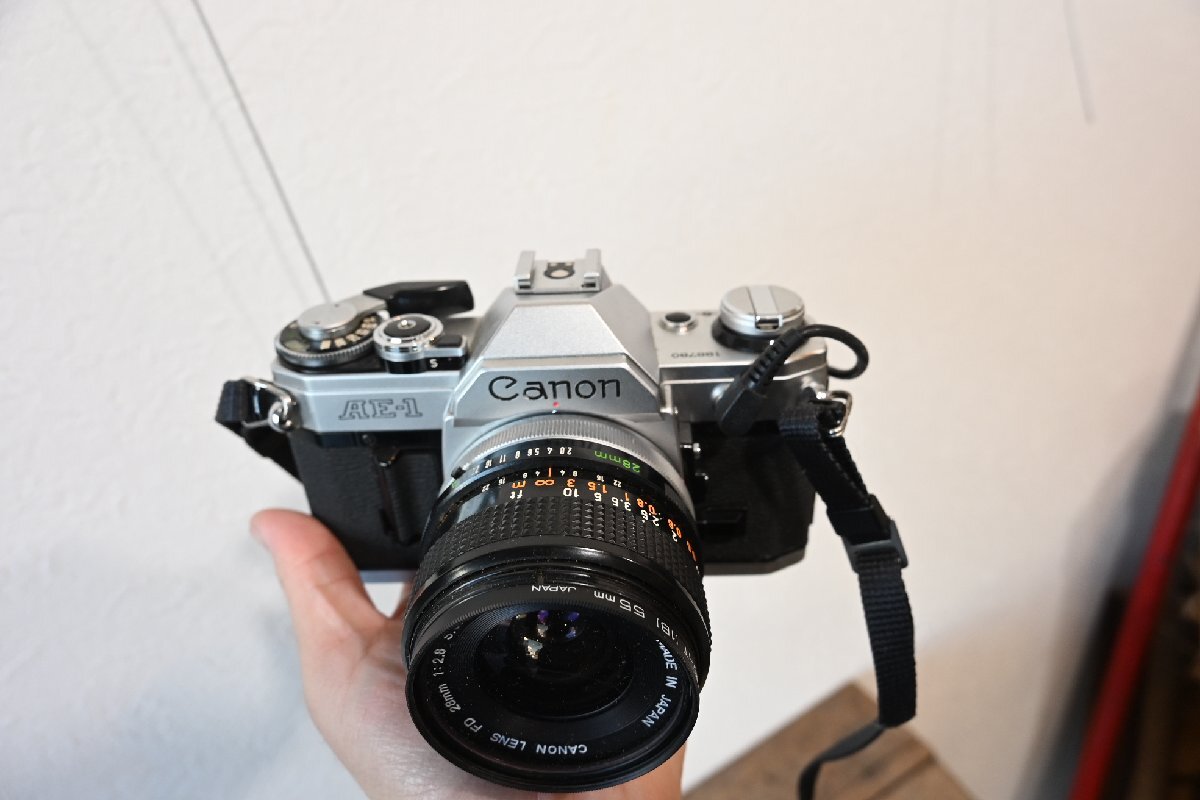 ○CANON/キヤノンAE-1 一眼レフカメラ 2台まとめて データバックA付 28mmf2.8 古道具のgplus広島 2511k_画像8