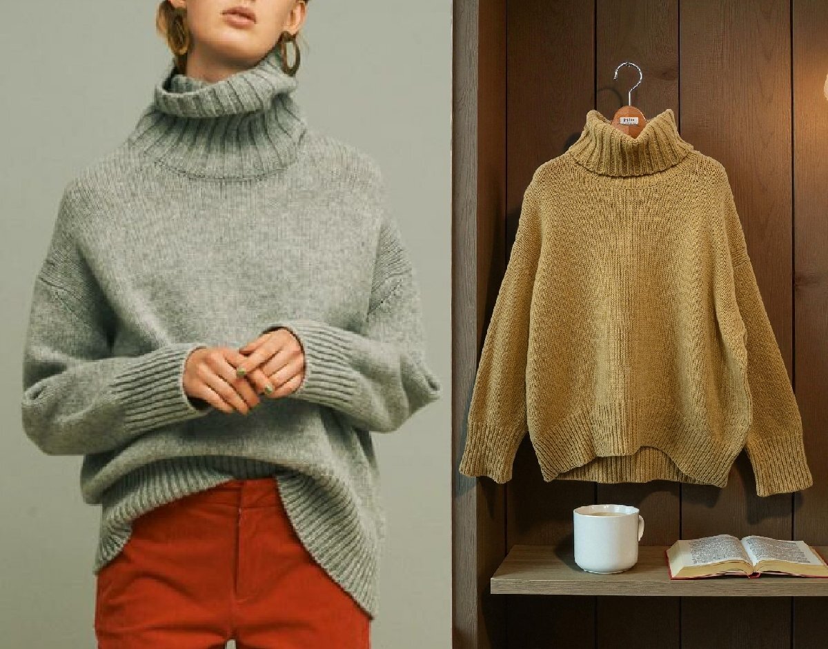 ★トゥモローランド/GALERIE VIE　*スーパーファインウール　タートルネックニットプルオーバー//定価￥26.400*　古着のgplus広島　2511r4_画像2