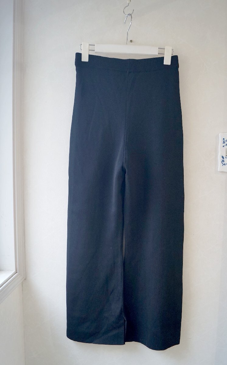 ★ Mila Owen / ミラオーウェン *セミフレアパンツ ストレッチニットパンツ ウエストゴム/黒 0 *古着のgplus広島 2511t1_画像2