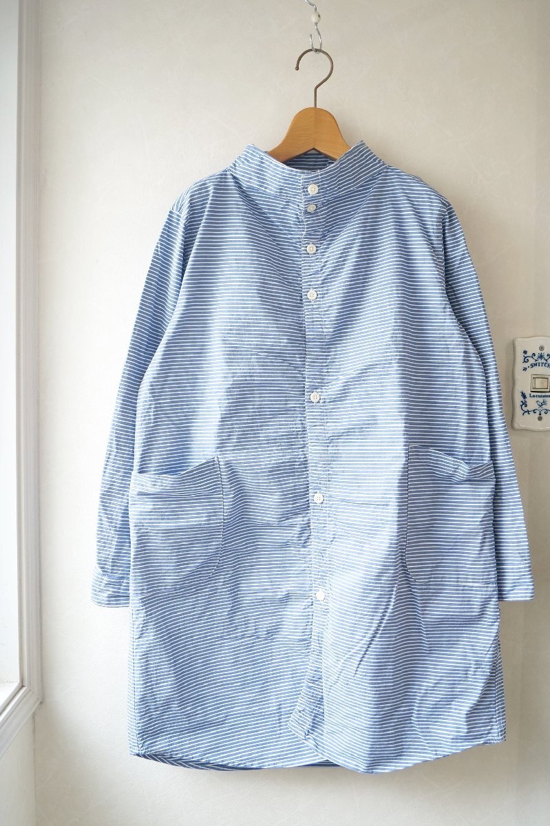 ★送料無料!! nisica (ニシカ) *ナチュラルコットン ボーダーシャツ チュニック/ ブルー /1* 古着のgplus広島 2511t3_画像1