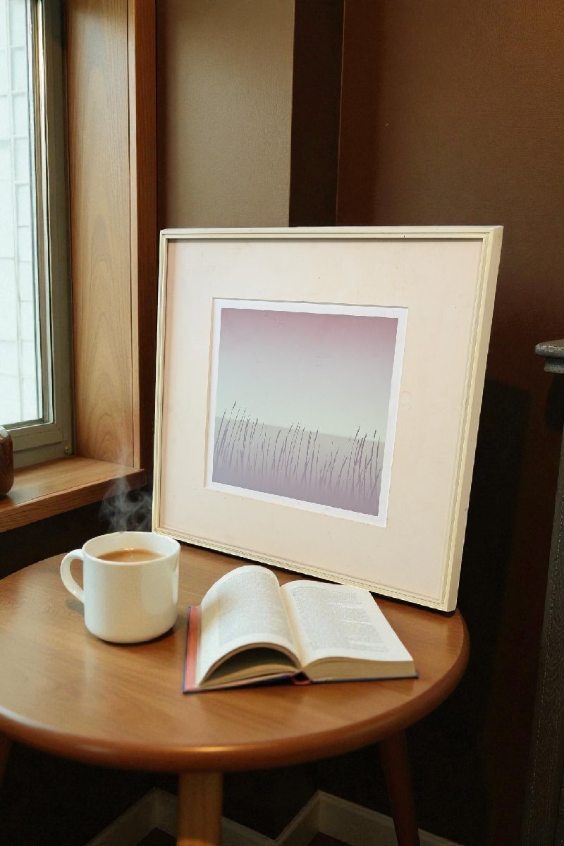 ○師井公二　シルクスクリーン　版画作品　ラベンダー色の風景　モダン　アート　古道具のgplus広島 2511i_画像1