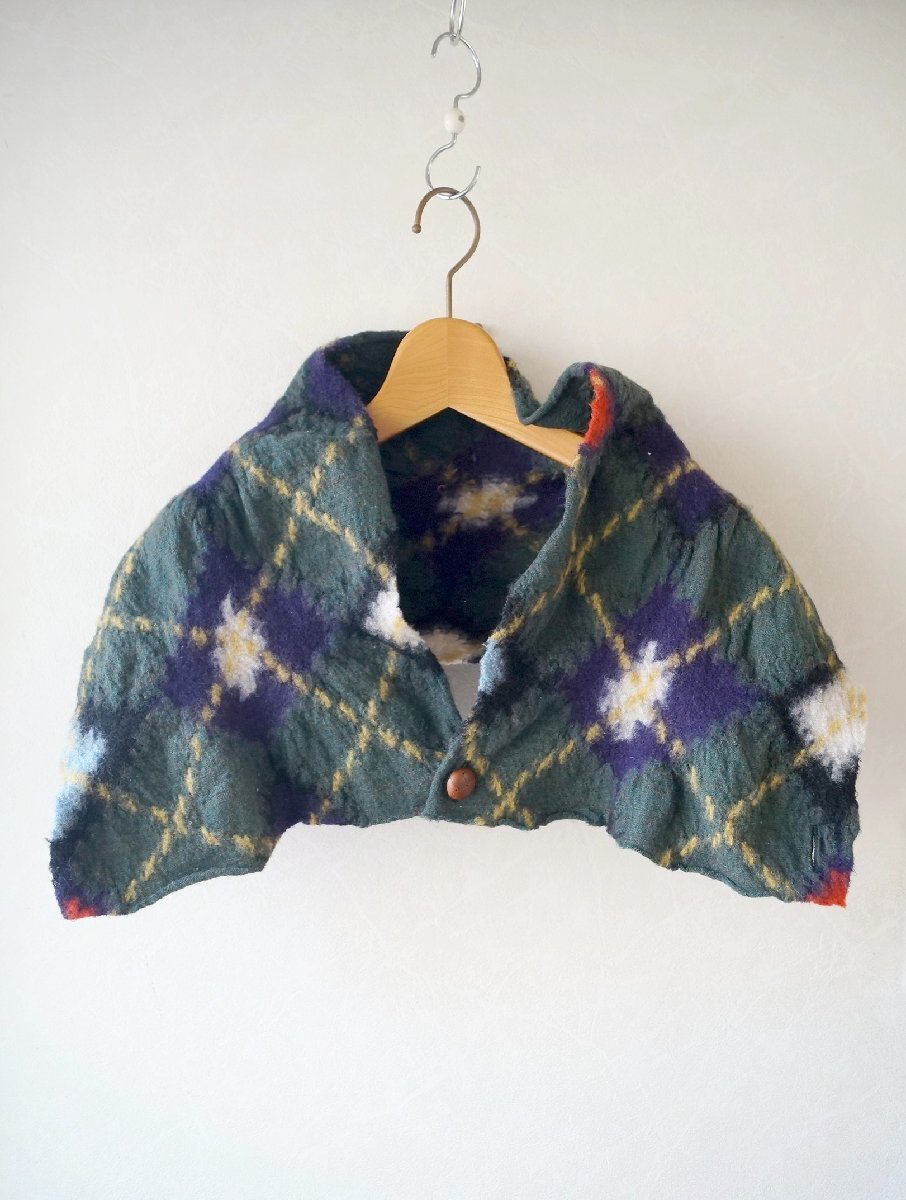 ★送料無料!KAPITAL / キャピタル*秋冬 チェック柄模様 縮絨ウール風 ストール マフラー*古着のgplus広島 2511t4_画像1