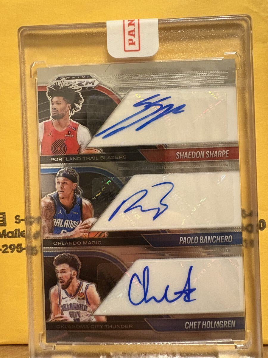 NBA 2025 Panini Prizm Black Triple Autographs Chet Holmgren Paolo Banchero Shaedon Sharpe auto 直筆サイン_画像1