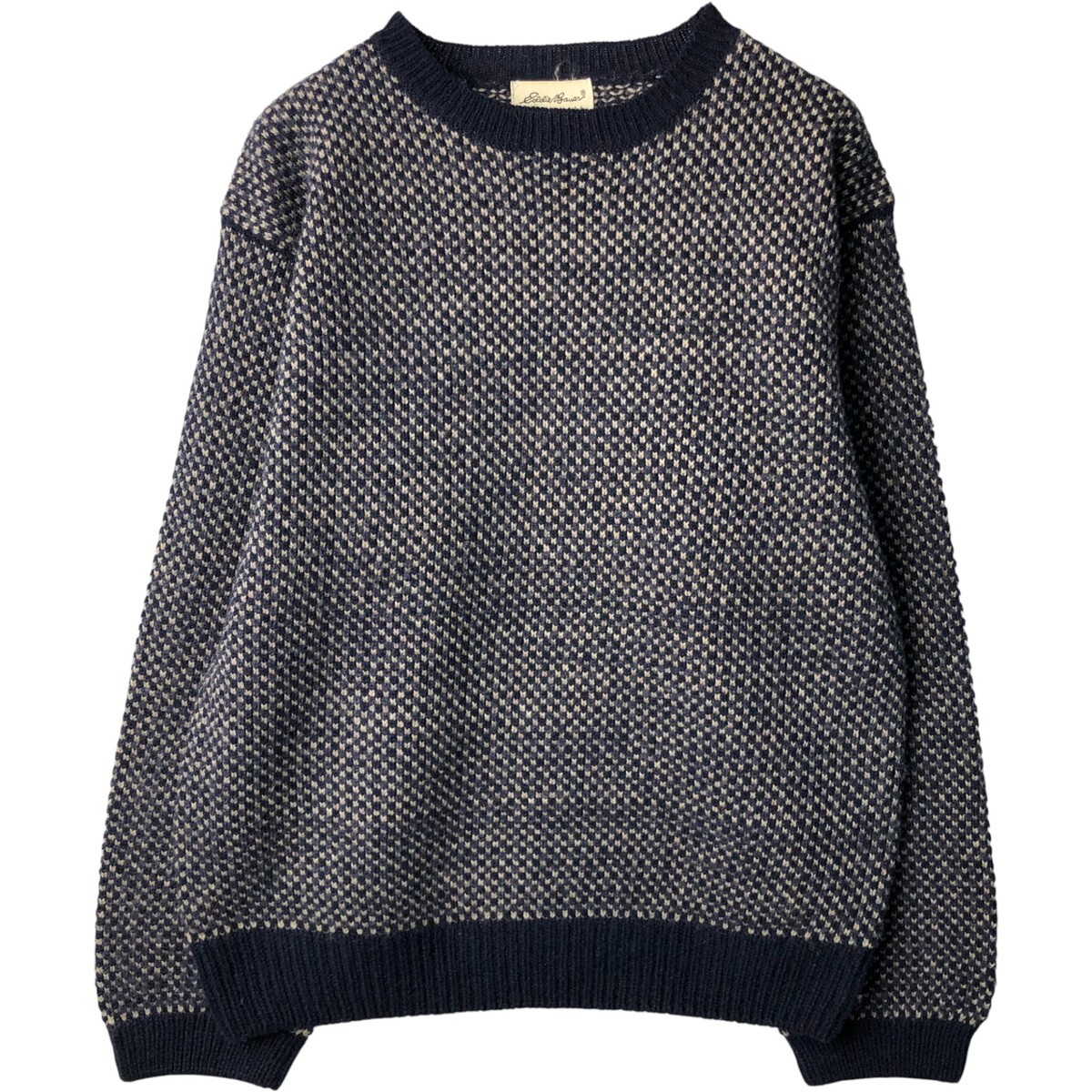 古着 エディーバウアー Eddie Bauer バーズアイ柄 ウールニットセーター メンズM相当 /eaa591433_画像1