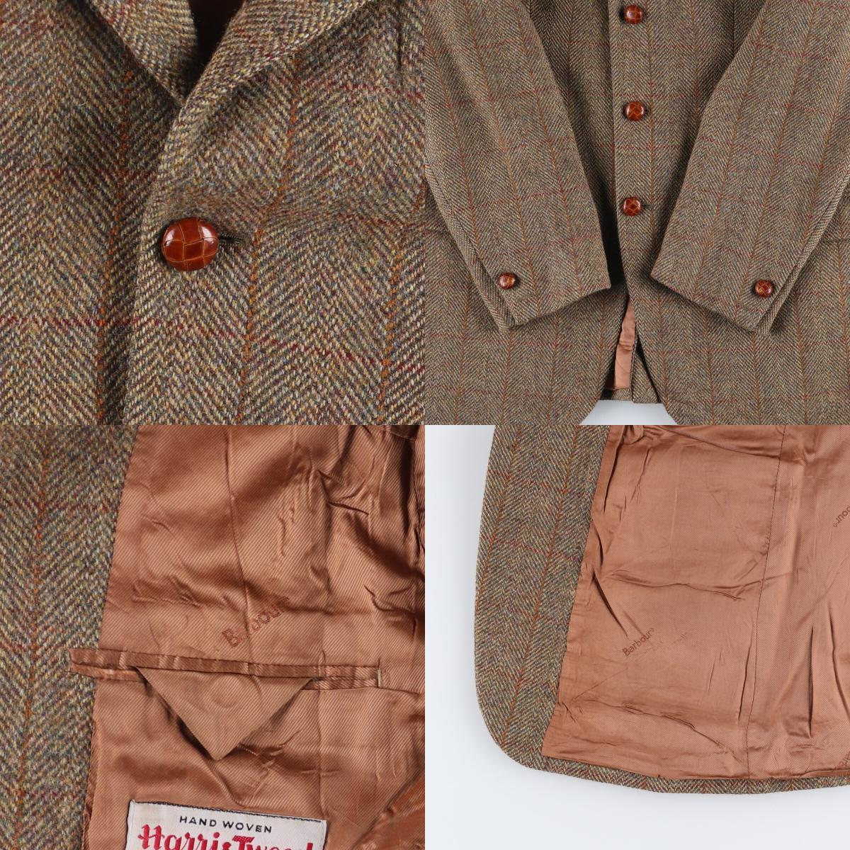 古着 バブアー Harris Tweed ハリスツイード 3ワラント ヘリンボーン チェック柄 ウールテーラードジャケット メンズL相当 /eaa593983_画像8