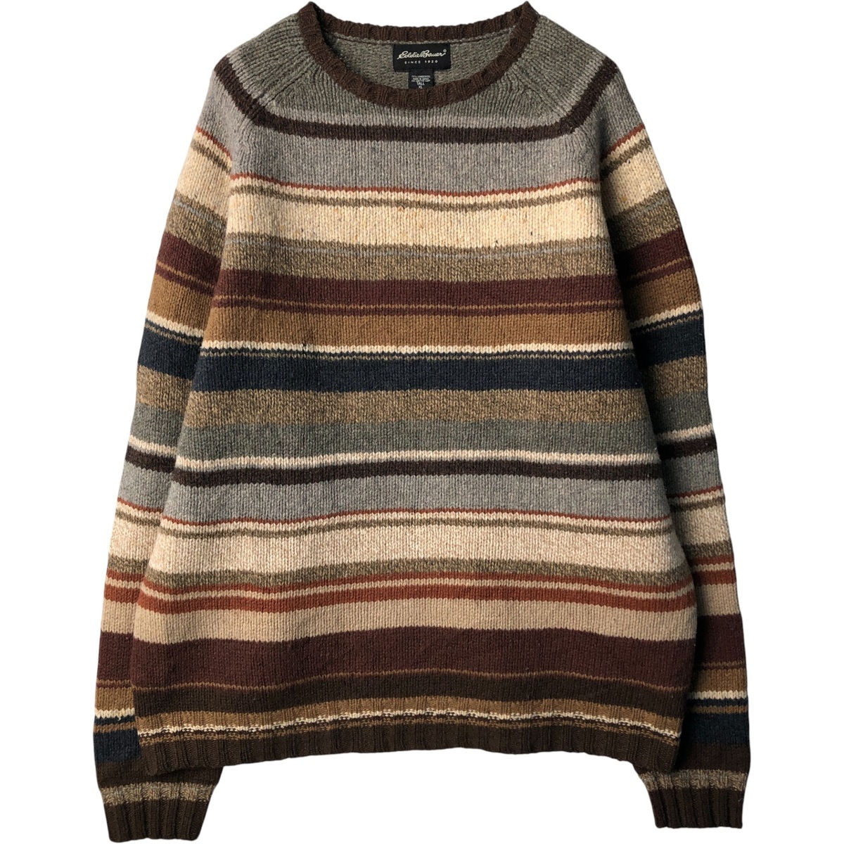 古着 00年代 エディーバウアー Eddie Bauer 黒タグ マルチボーダー ウールニットセーター メンズXL相当 /eaa600942_画像1