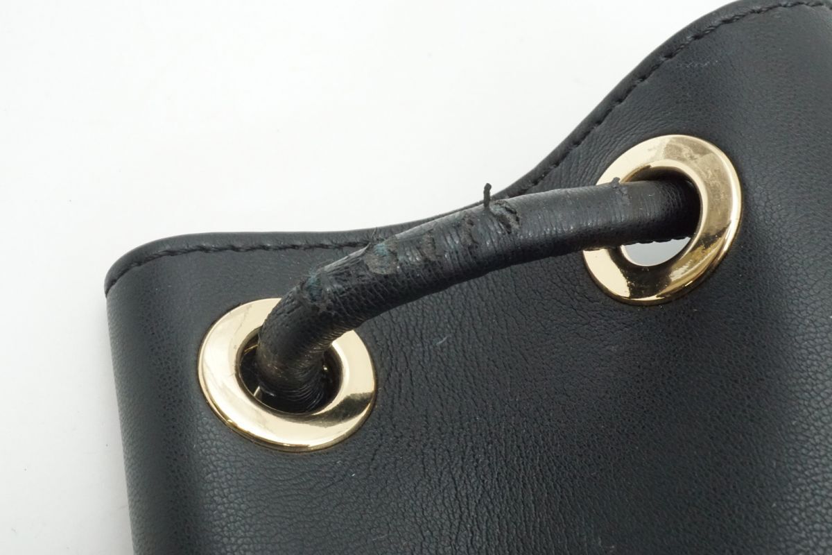 1 иен ~ Versace . джинсы kchu-ru сумка на плечо мешочек ведро type искусственная кожа чёрный черный VERSACE 4463h