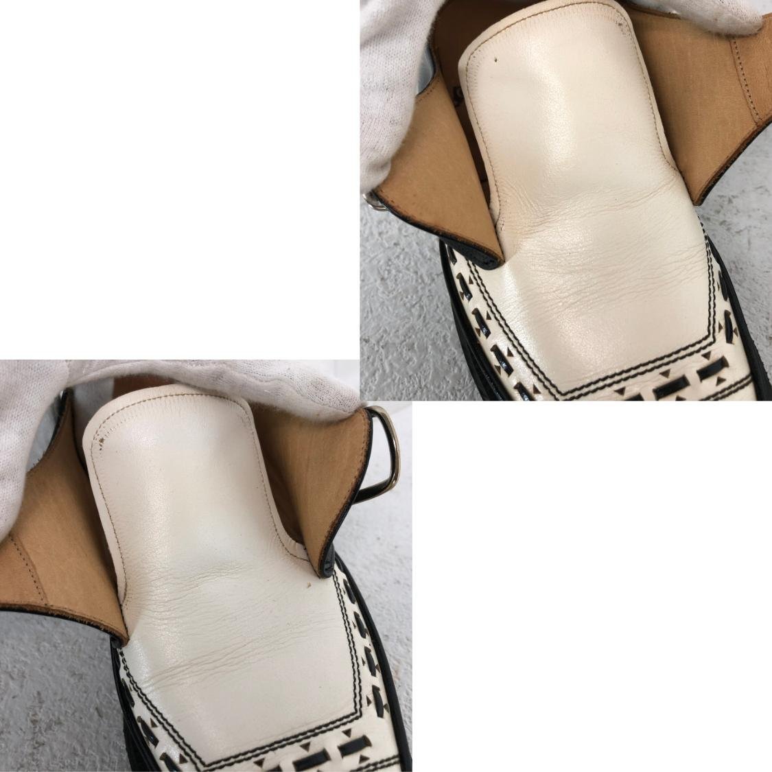 GEORGE COX ジョージコックス 3976 ブラックレザー × ホワイトレザー プレーンバックル仕様 SIZE: 6 ブラック/ホワイト MH632025110427_画像8