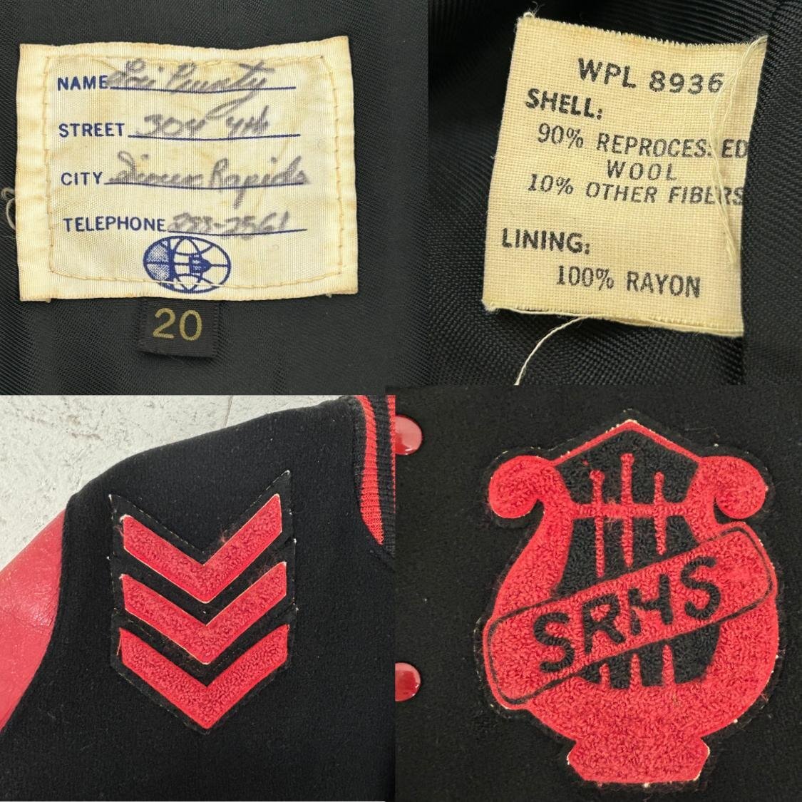 60s OLD DeLONG デロング レザージャケット スタジャン SIZE: 20 ブラック/レッド ヴィンテージ OU632025112803_画像10