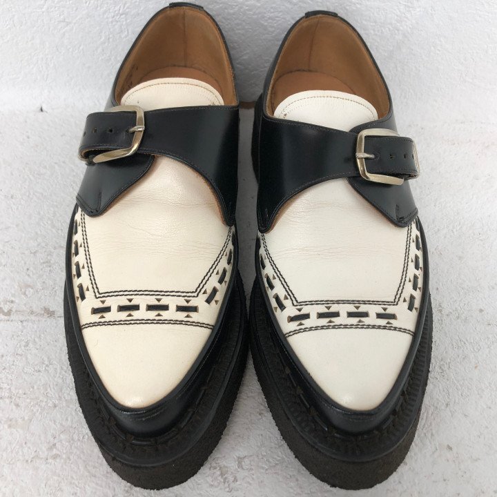 GEORGE COX ジョージコックス 3976 ブラックレザー × ホワイトレザー プレーンバックル仕様 SIZE: 6 ブラック/ホワイト MH632025110427_画像2