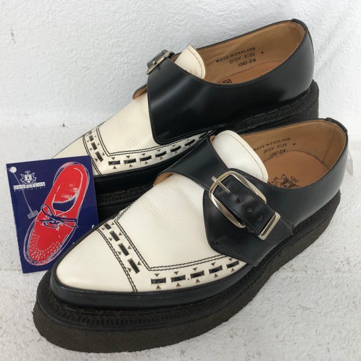 GEORGE COX ジョージコックス 3976 ブラックレザー × ホワイトレザー プレーンバックル仕様 SIZE: 6 ブラック/ホワイト MH632025110427_画像1