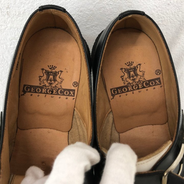GEORGE COX ジョージコックス 3976 ブラックレザー × ホワイトレザー プレーンバックル仕様 SIZE: 6 ブラック/ホワイト MH632025110427_画像9